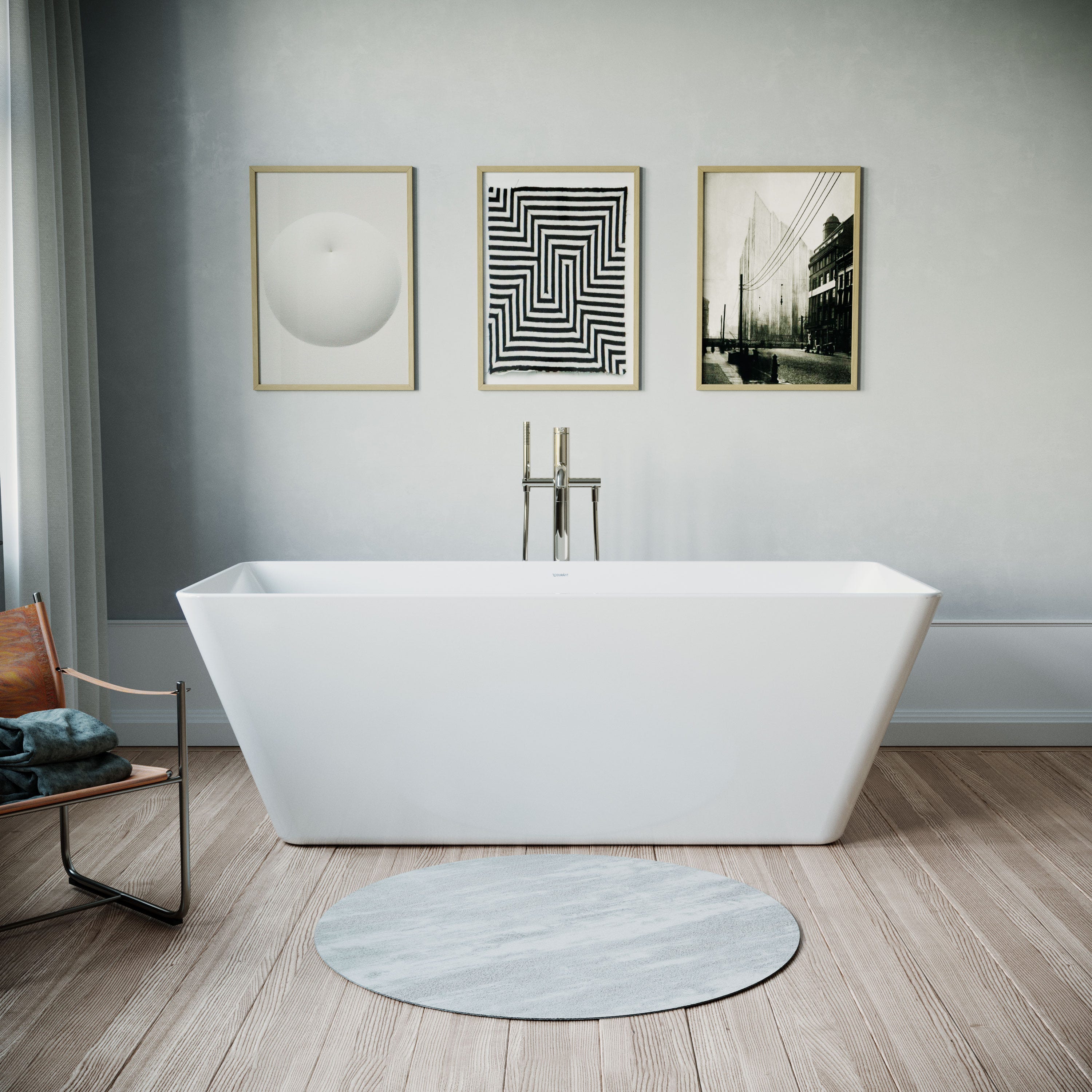 DURAVIT - Baignoire ilot en acrylique design pour salle de bain, avec vidage  et trop-plein, 2 parois, 2 places - 170x75x45cm - Noir / Blanc - DURASTOR