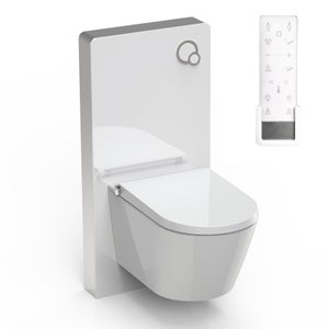 Pack wc avec cuvette lavante - Façade en verre noir-Wc japonais