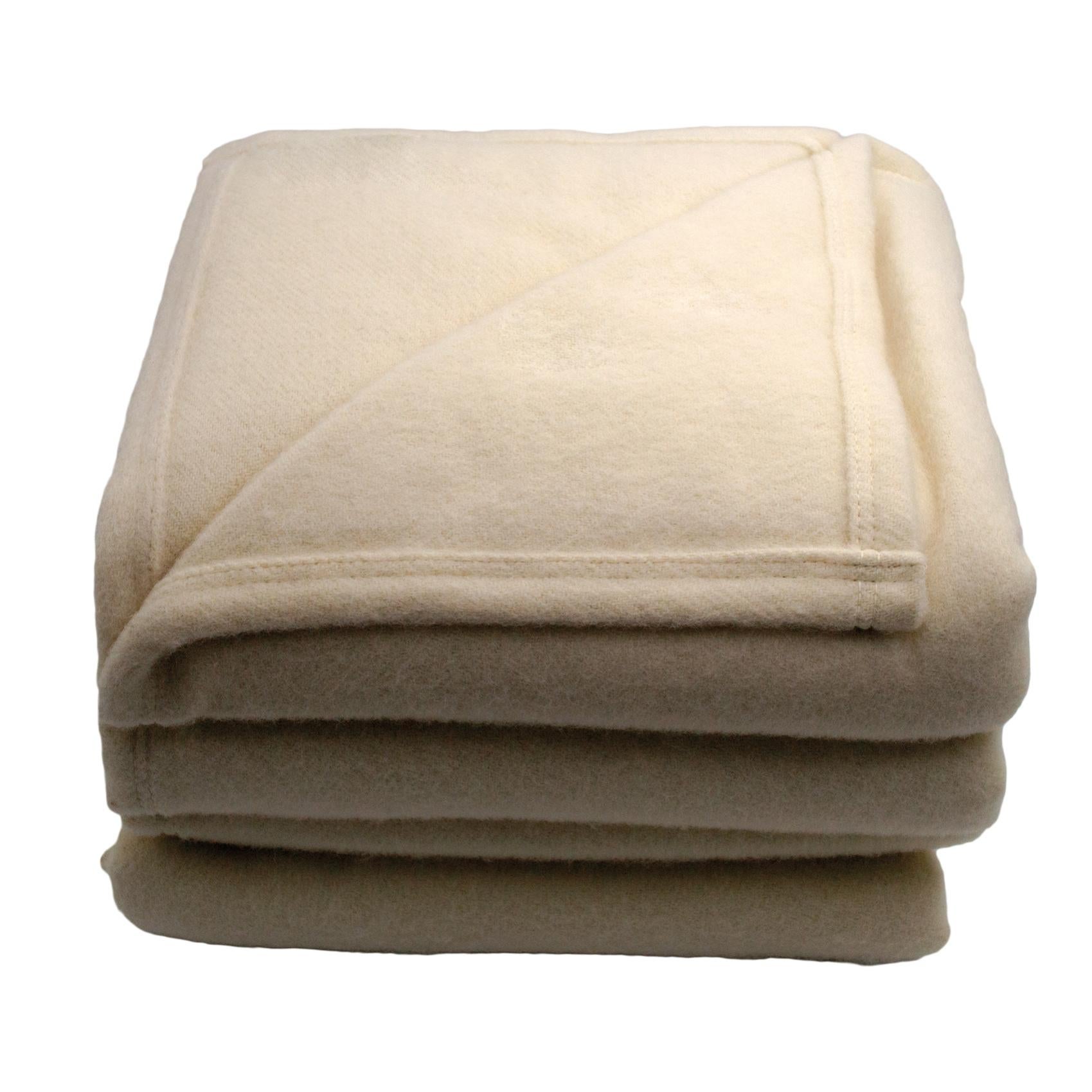 Couverture en laine mélangée Effet denim Ecru 240x260 cm Laine Leroy Merlin