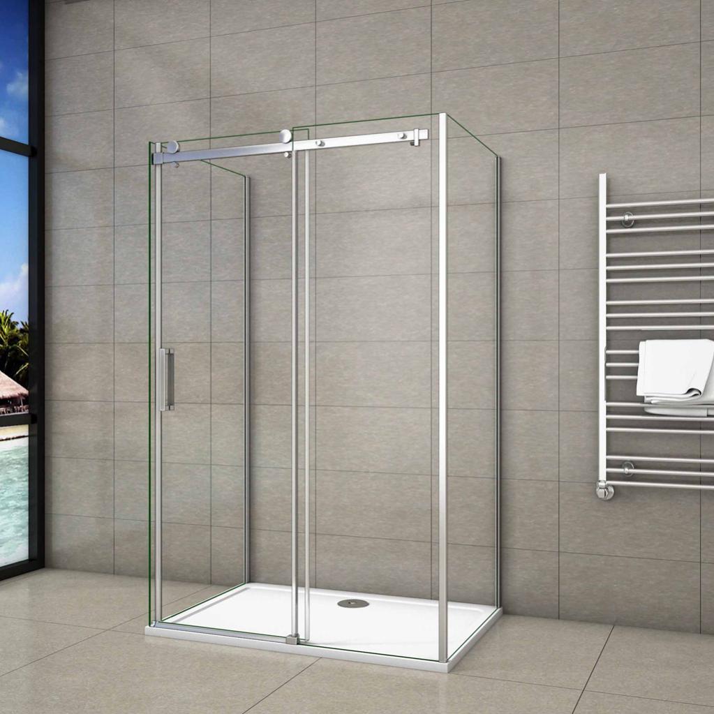 Box Doccia A Tre Lati 120x70x70cm - Vetro Temperato 8mm Anticalcare, Cromato