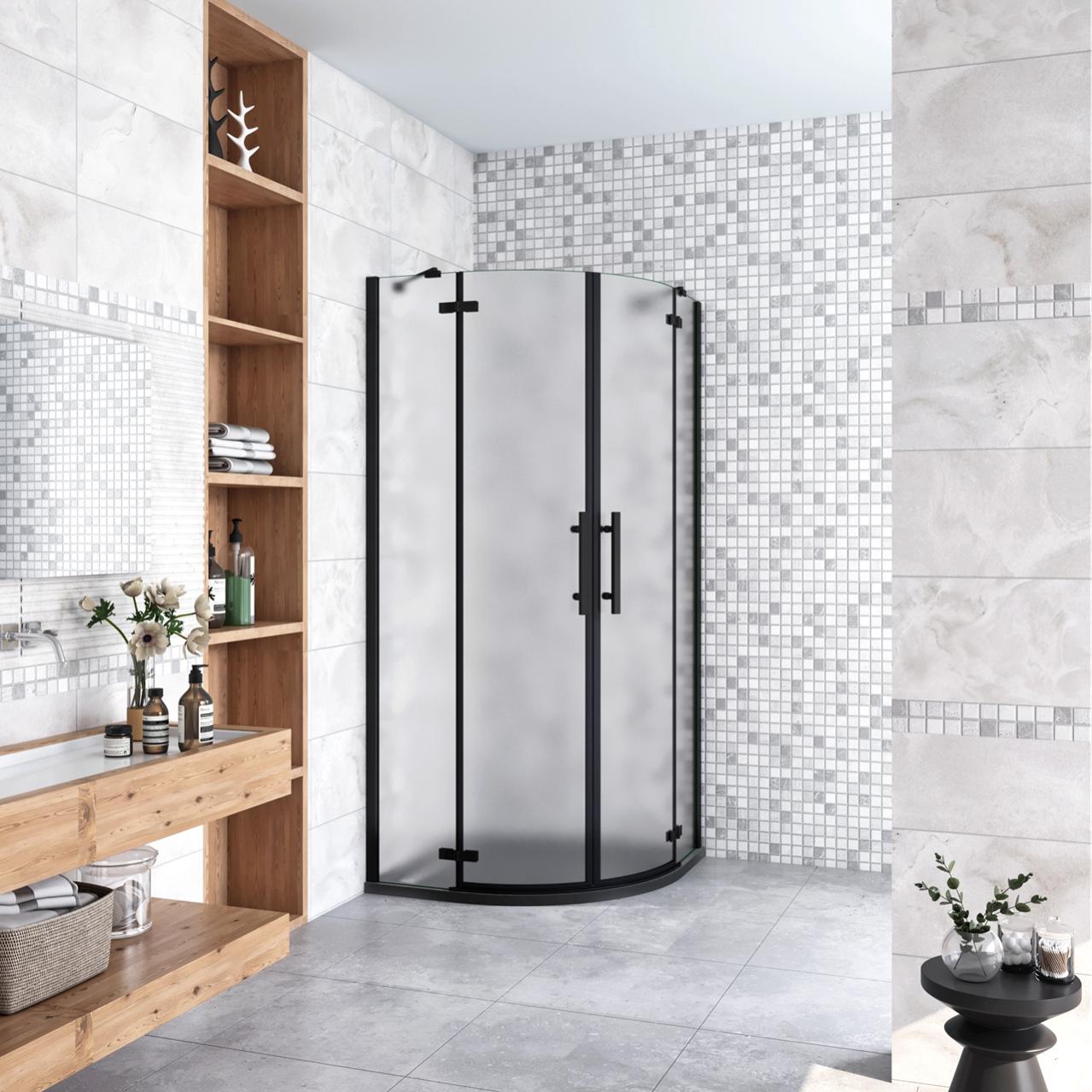 Box Doccia Semicircolare Aica - Vetro Temperato 6mm Anticalcare, 80x80x195 Cm, Porte Battenti - Foto 2