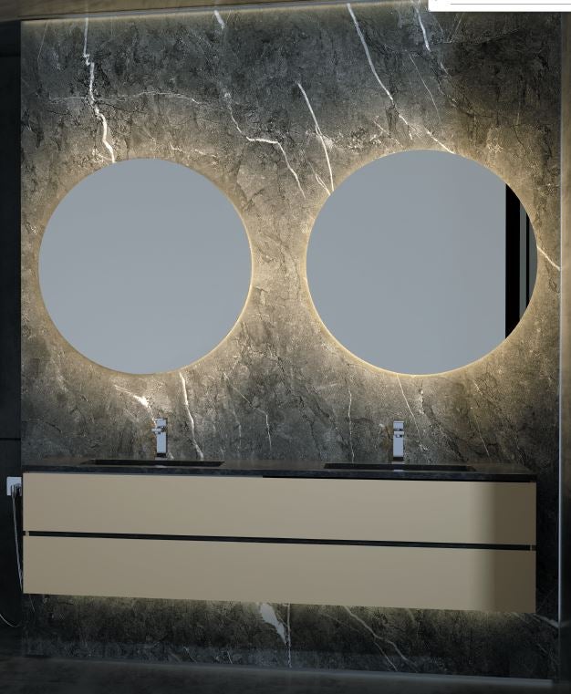 Espejo de baño con luz LED kleankin 60x60x4 cm dorado_834-393