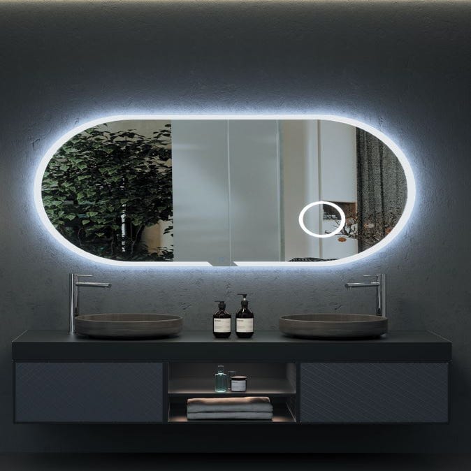 140x80cm Espejo baño bluetooth con LED antivaho + Dimmable + 3 Colores +  Aumento 3X