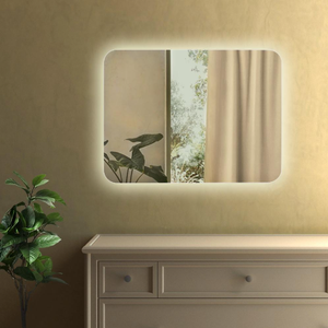 Specchio bagno con telaio in alluminio satinato 85x70 cm > Senza accensione  a sfioro > senza antifog > Specchio senza luce