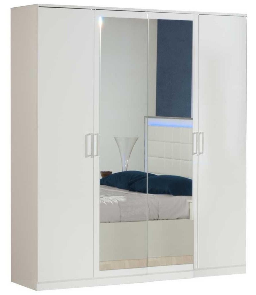 Armoire 4 portes bois brillant blanc Ambre Leroy Merlin