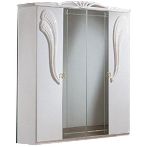 Armoire 4 portes bois brillant blanc Denyz Leroy Merlin