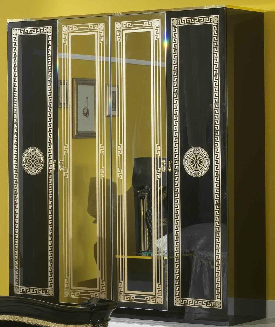 Armoire 4 portes bois brillant noir et doré Savana Leroy Merlin