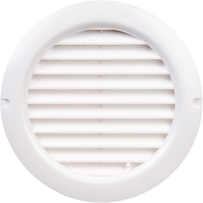 Grille ventilation ronde PVC blanc avec ressorts + moustiquaire, grille de ventilation  rond 