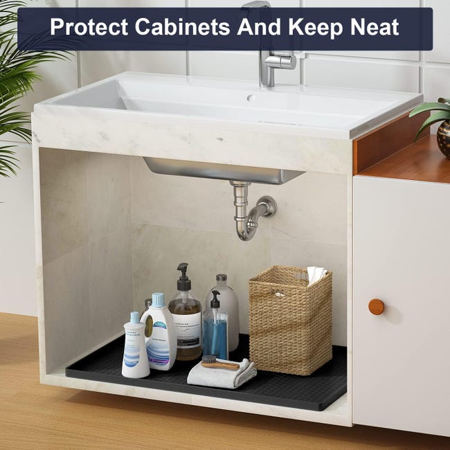 Acheter Tapis sous l'évier étanche et anti-fuite, avec trou de Drainage,  protège les armoires, facile à nettoyer, tapis d'évier en Silicone