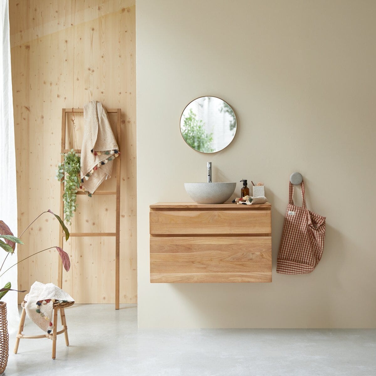Mueble bajo lavabo en teca maciza 95 cm - Baño / Mueble de baño - Tikamoon