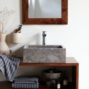 Lavabo sobre encimera 70cm rectángulo de piedra mármol Cosy gris