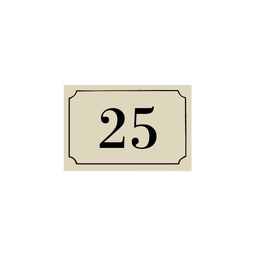 Numéro de boite aux lettres gravé et personnalisé couleur beige chiffres  noirs - Signalétique extérieure