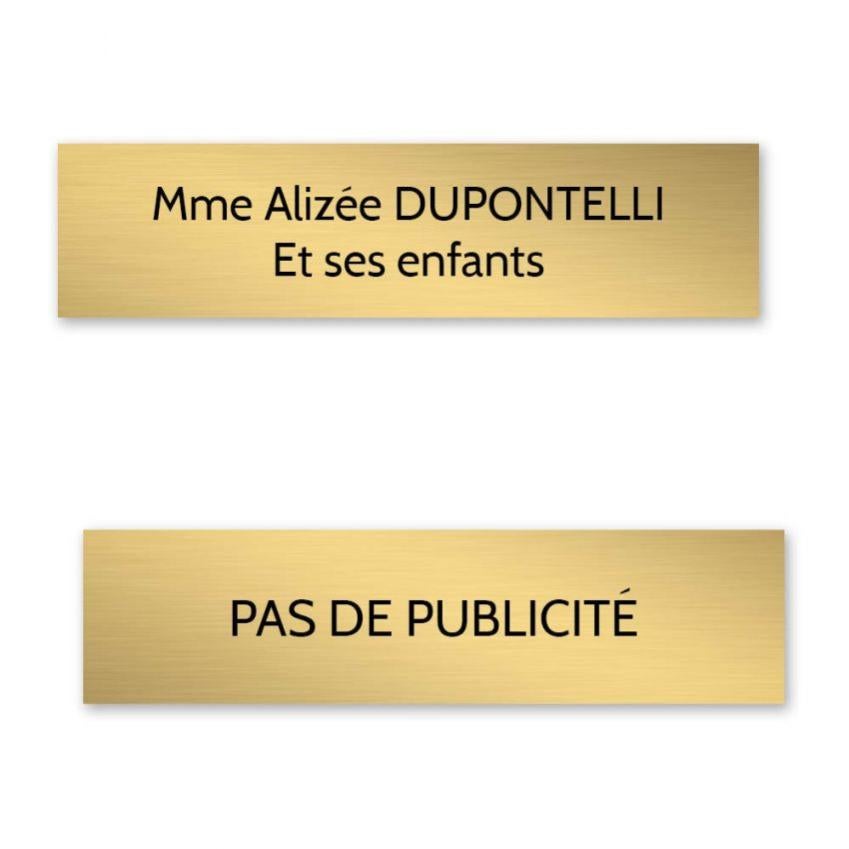 Plaque Nom Plaque Stop Pub Pour Boite Aux Lettres Format Edelen X Mm Or Bross Lettres