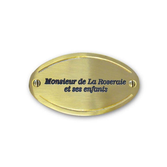 Plaque de porte ovale en laiton massif, avec liseré, 105mm x 54mm Plaque de porte ovale en laiton massif, avec liseré, 105mm x 54mm