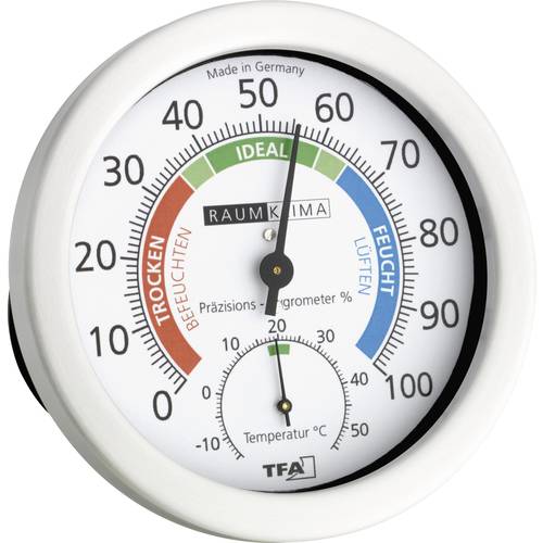 TFA Dostmann Thermo-hygromètre de précision,45.2033 , pour le contrôle du  climat intérieur, analogique, avec zones de confort, contrôle de la  température et de l'humidité de l'air : : Jardin