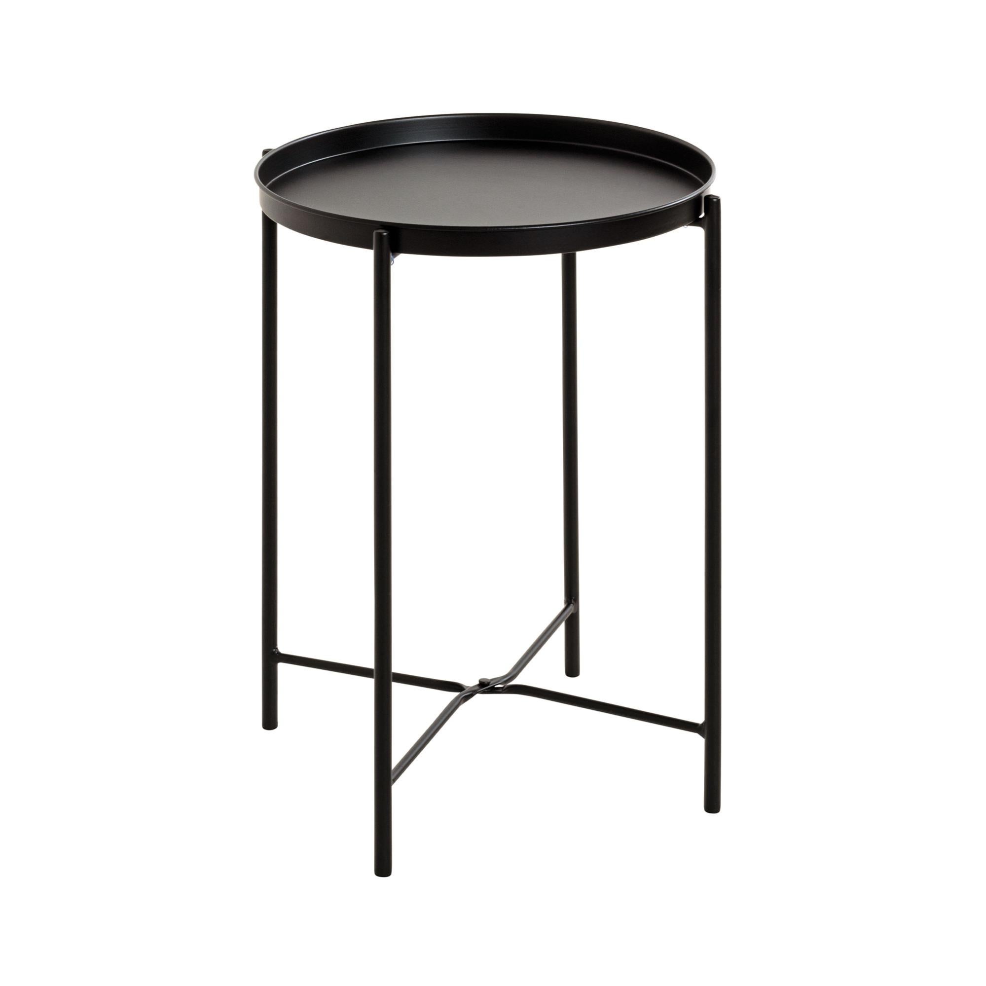 Table d'appoint ronde 39x50 cm en métal laqué noir | Leroy Merlin