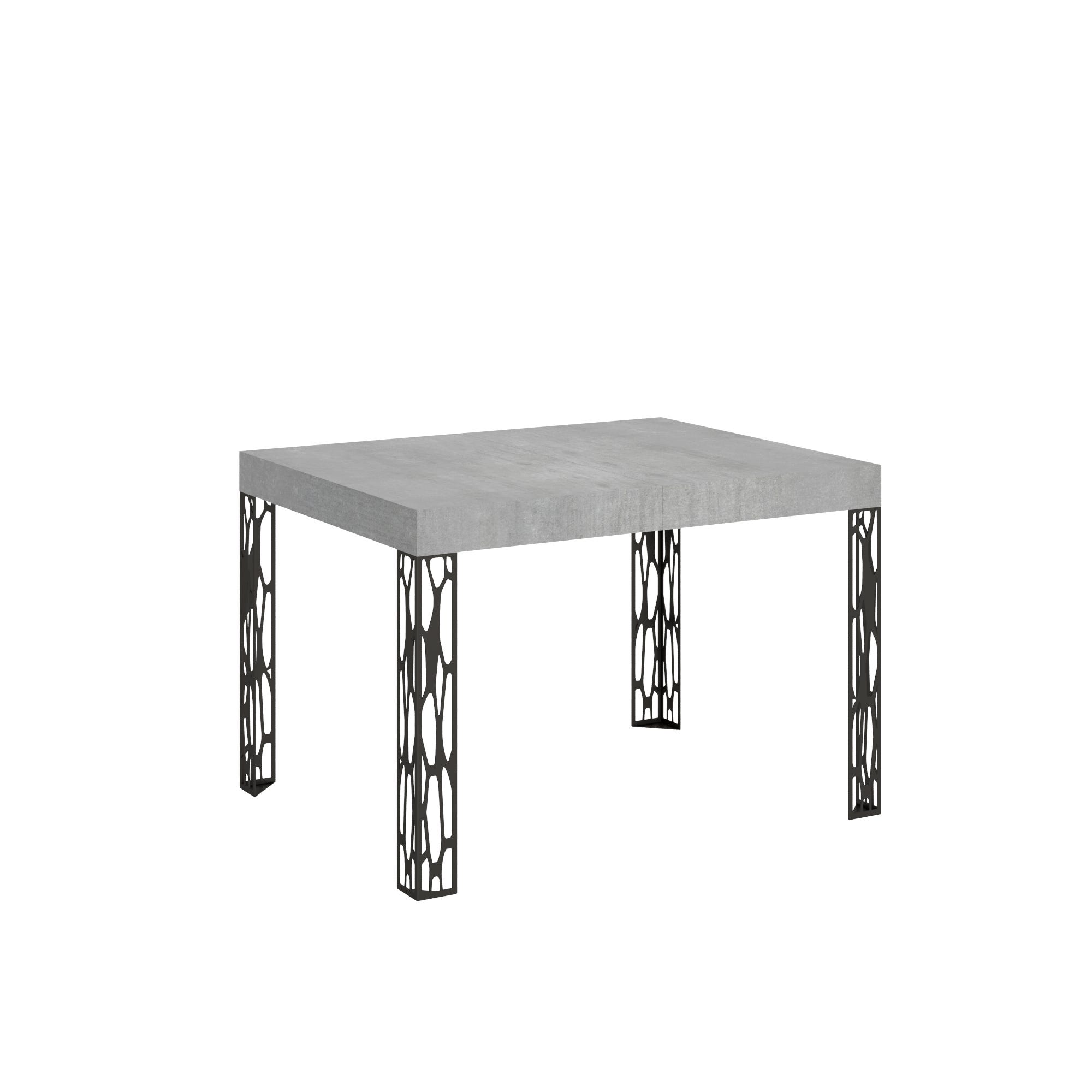 Tavolo allungabile, colore bianco lucido e cemento
