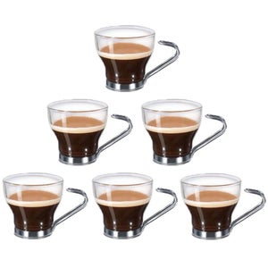 Set 6 tazzine da caffè 90 ml in vetro trasparente Marquise Quadri