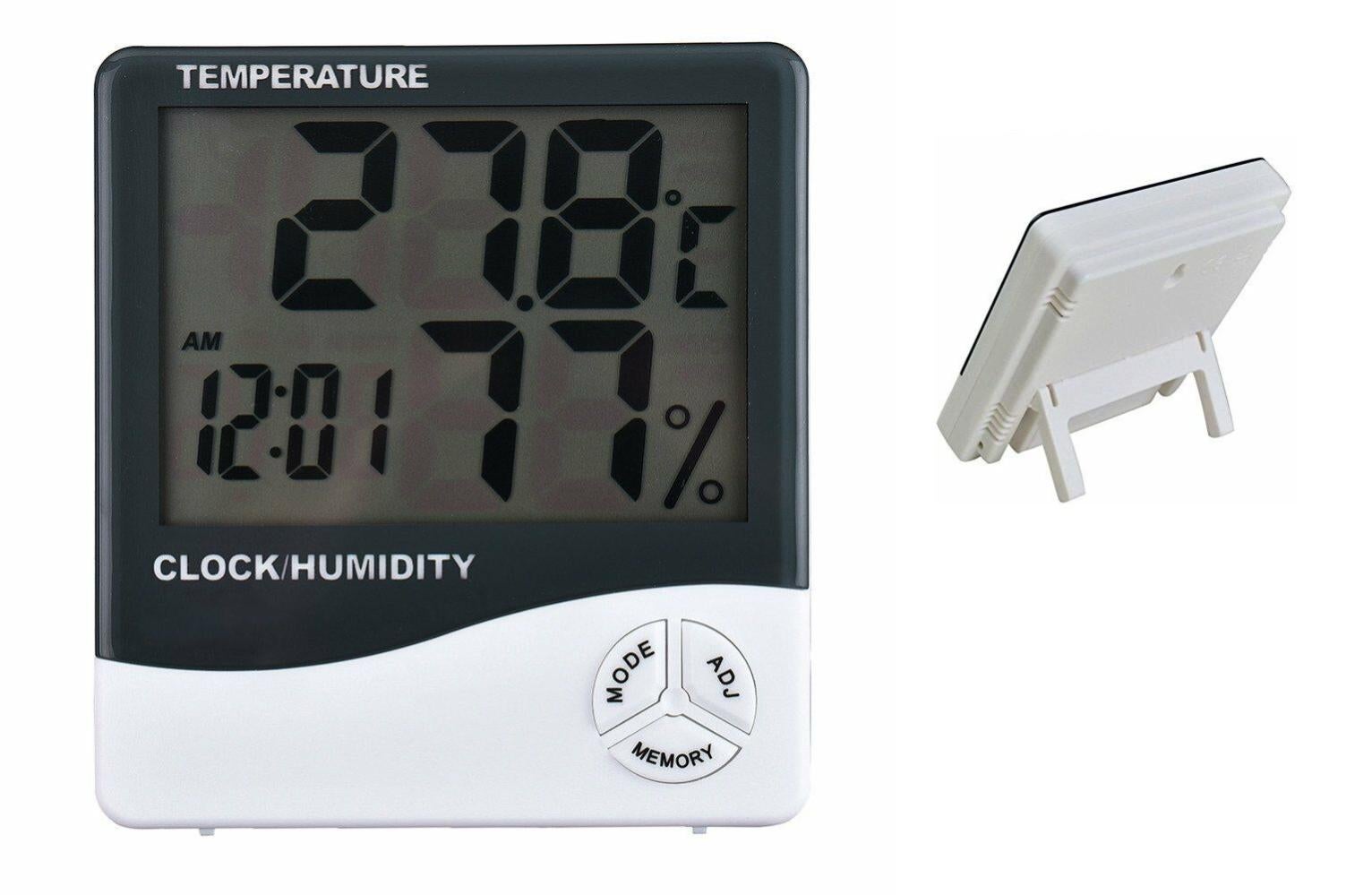 Ankilo Termometro digitale igrometro con orologio, per interni, portatile, multifunzione, igrometro, sveglia digitale con temperatura, indicatore climatico per ufficio, casa, 2 pezzi