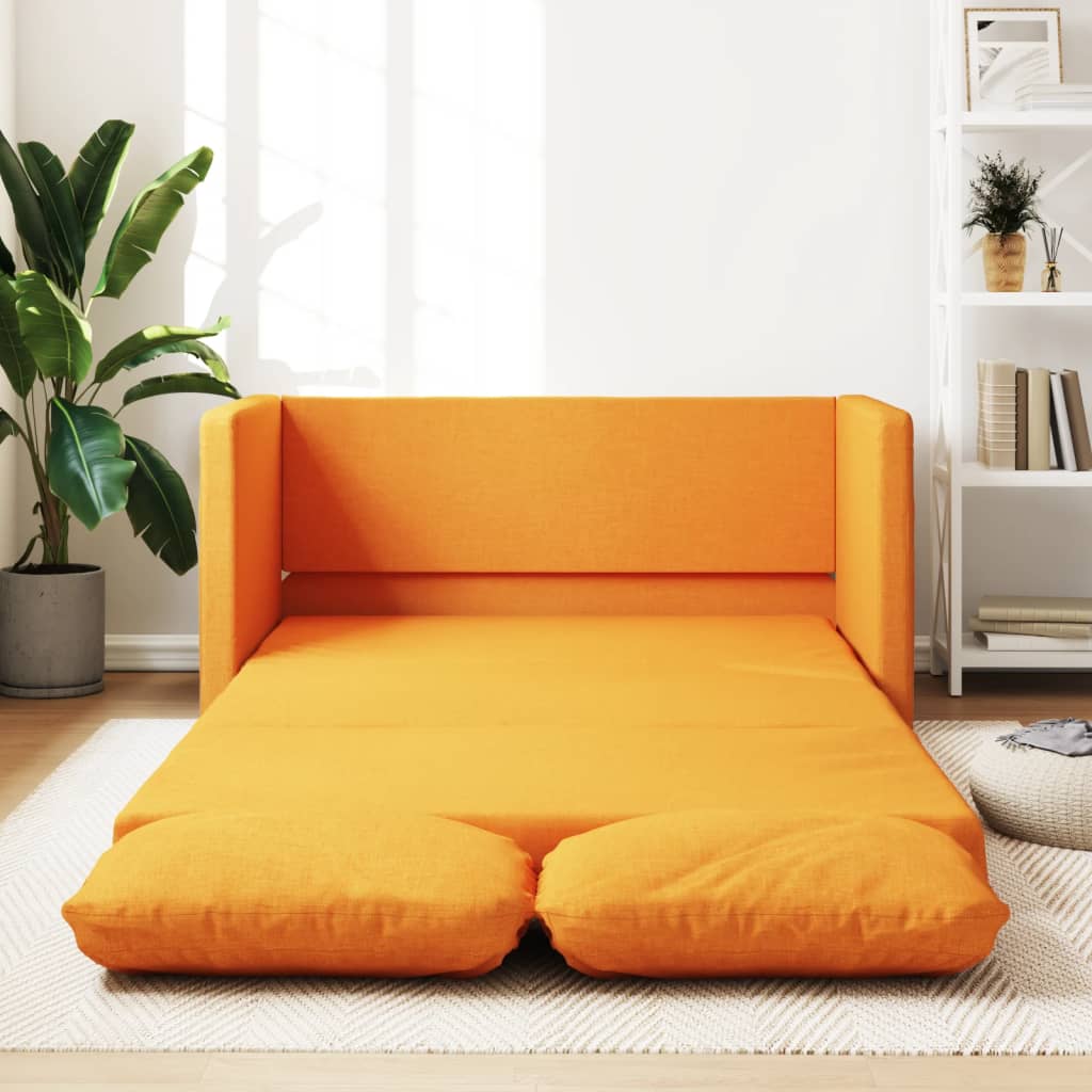 Sofá cama de suelo 2 en 1 tela amarillo oscuro 112x174x55 cm