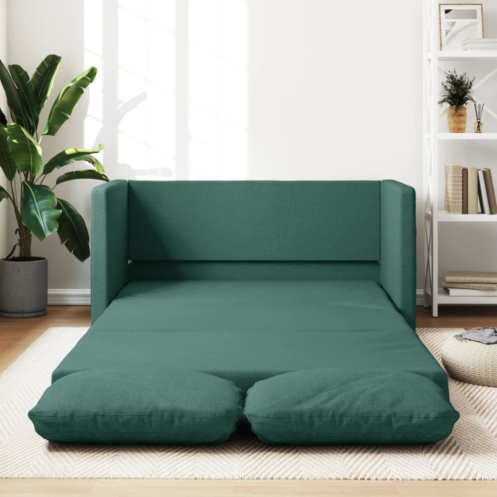 VidaXL Sofá cama de suelo 2 en 1 tela verde oscuro 112x174x55 cm