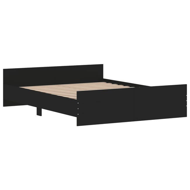 Estructura de cama con cabecero de tela negro 160x200 cm
