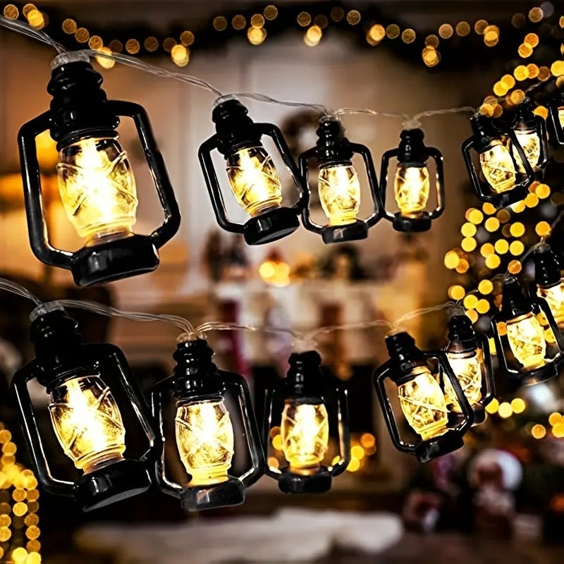 Guirlande lumineuse lanterne de Camping à 10 LED, Mini lampe à kérosène,  Patio, jardin, maison, fête, arbre de noël, décorations du nouvel an