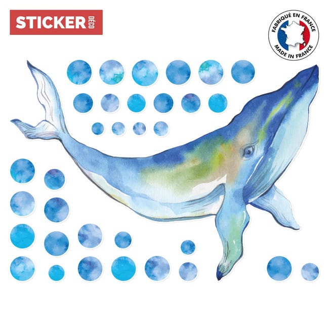 Sticker Grosse Baleine - XXL (Hauteur 128cm, Largeur 128cm