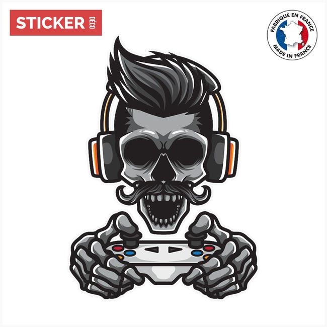 Sticker Gamer Squelette - XL (Largeur 70cm, Hauteur 98cm)