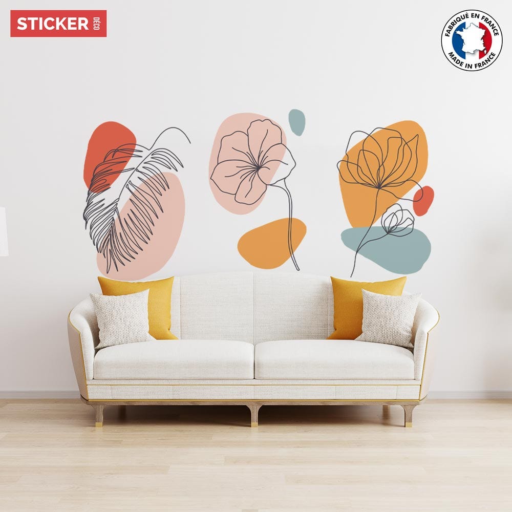 Stickers Formes Fleurs - XXL (Hauteur 103cm, Largeur 200cm)