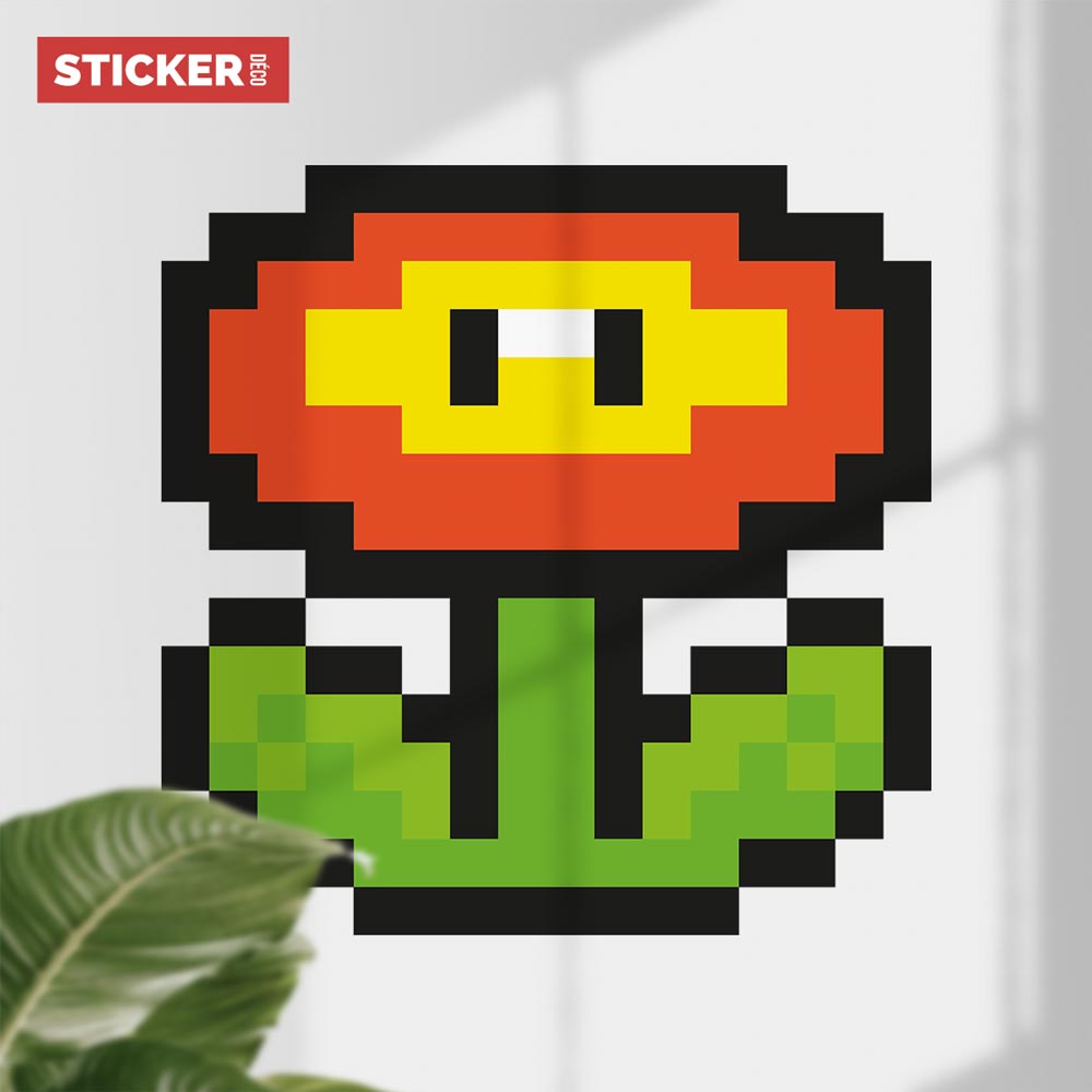 Sticker Pixel Art Fleur de Feu Mario XL (Hauteur 98cm, Largeur 98cm) Leroy Merlin
