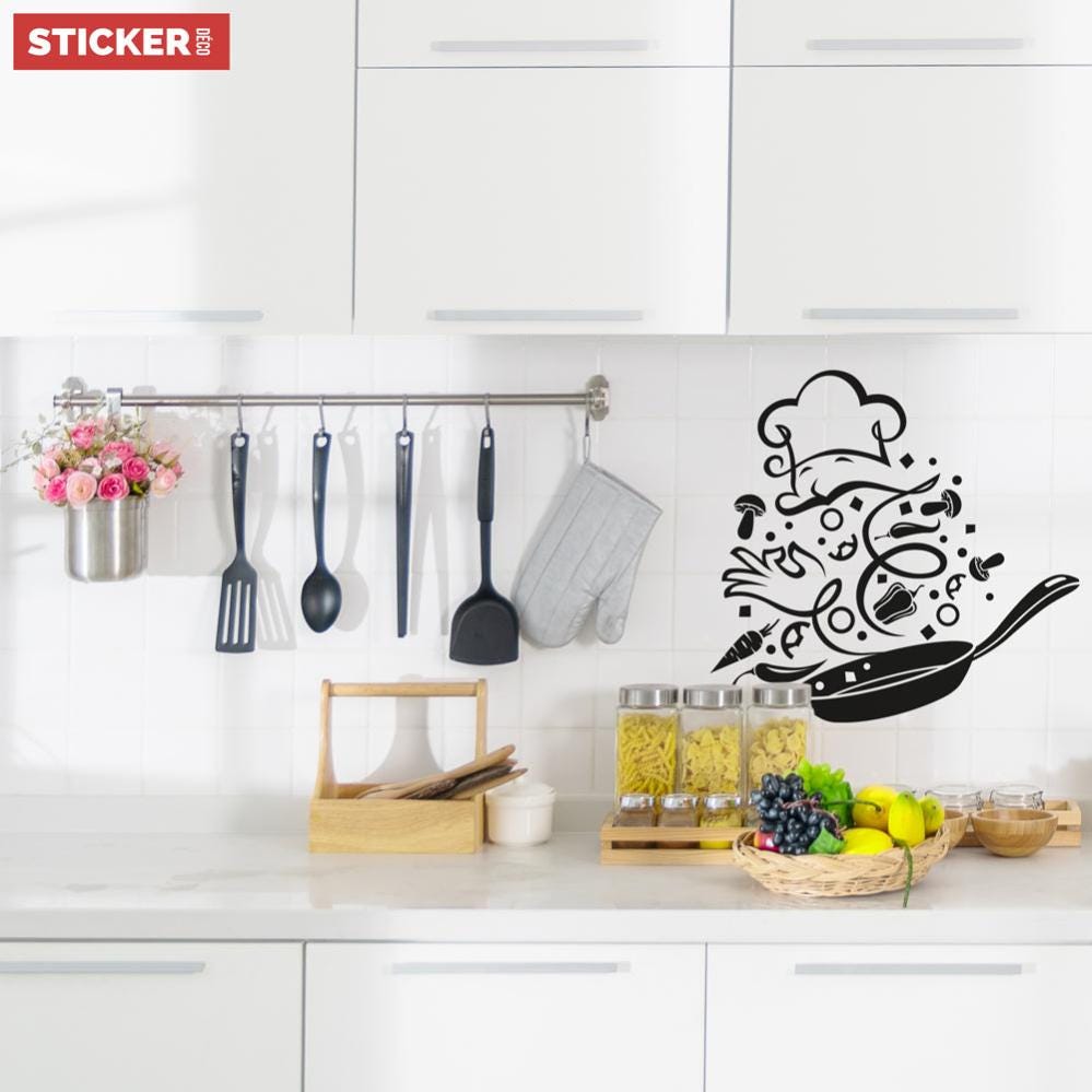 Sticker Chef Cuisinier Abstrait - XXL (Largeur 134cm, Hauteur 128cm ...