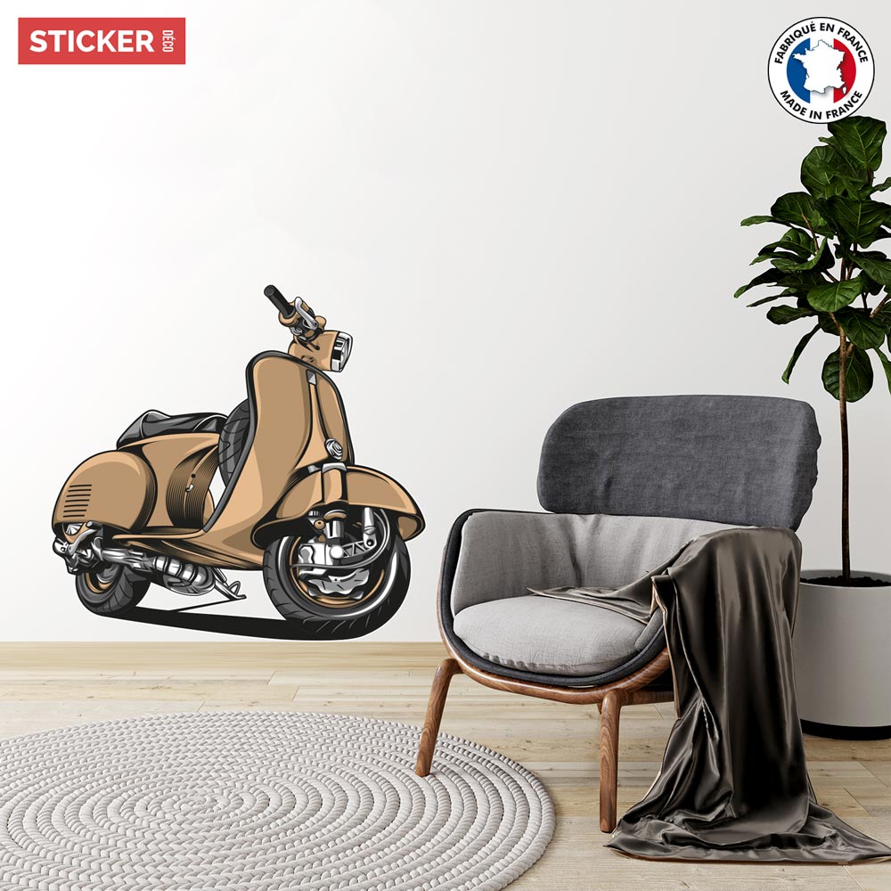 Sticker Scooter Retro - XL (Largeur 98cm, Hauteur 93cm)