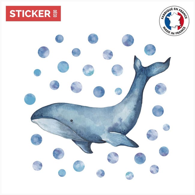 Sticker Grosse Baleine - XXL (Hauteur 128cm, Largeur 128cm