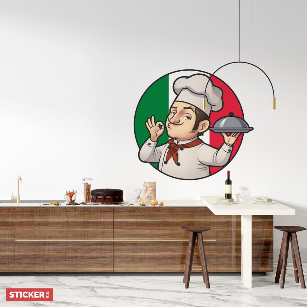 Sticker Chef Italien - XXL (Hauteur 128cm, Largeur 138cm) | Leroy Merlin