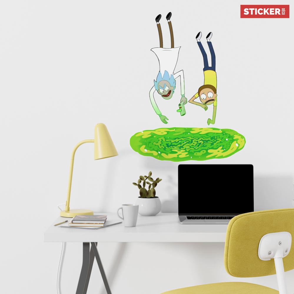 Sticker Mural Autocollant – Portail De Rick Et Morty – WC49 – Effet 3D