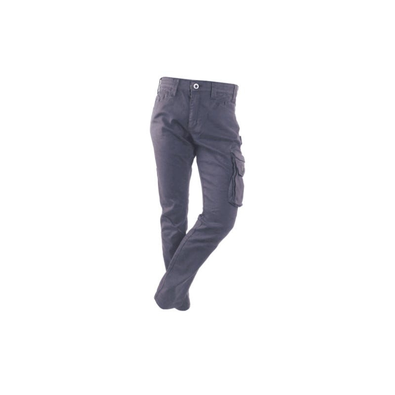 Pantalon en coton stretch avec double ceinture en denim Noir