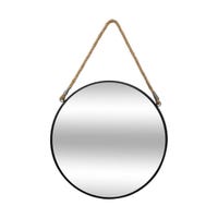 POZINO Specchio rotondo da appendere nero, specchio circolare in corda, specchio da 38 cm, con corda per appenderlo, per bagno, camera da letto, soggiorno, ingresso, decorazione per la casa POZINO Specchio rotondo da appendere nero, specchio circolare in corda, specchio da 38 cm, con corda per appenderlo, per bagno, camera da letto, soggiorno, ingresso, decorazione per la casa