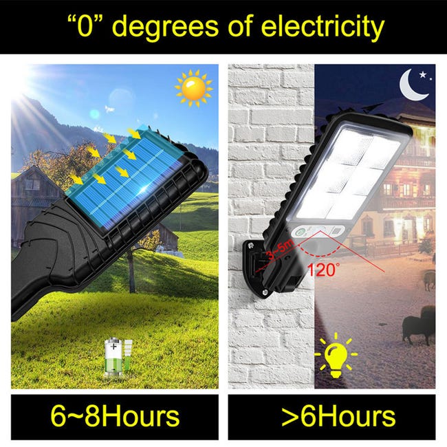 Lampadaires solaires Led d'extérieur, paquet de 2 appliques murales de  sécurité solaires à 72 Led avec 3 Modes, capteur de mouvement sans fil Ip65