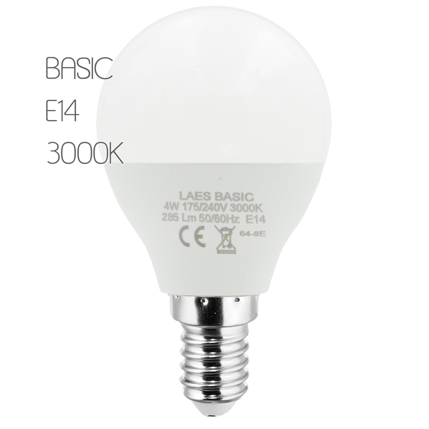Bombilla Esférica LED, E14, 4W, 3000k