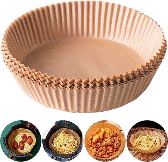 Accessori Cucina Fodere Di Carta Per Friggitrice Ad Aria - 200 Pezzi Naturali E Antiaderenti Carta Forno Per Friggitrice Ad Aria - Foto 2