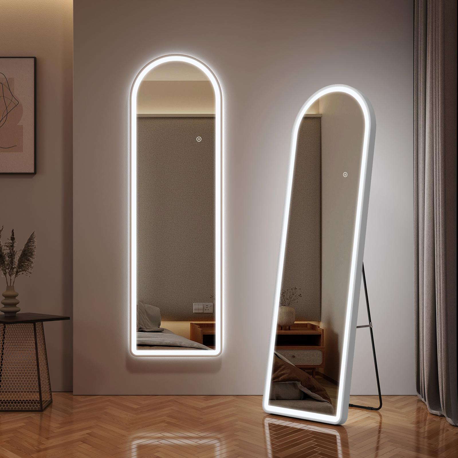 EMKE Specchio Da Bagno A LED 120x60 Cm - Luce Calda/Fredda, Antiappannamento, Pulsante, IP44 - 5