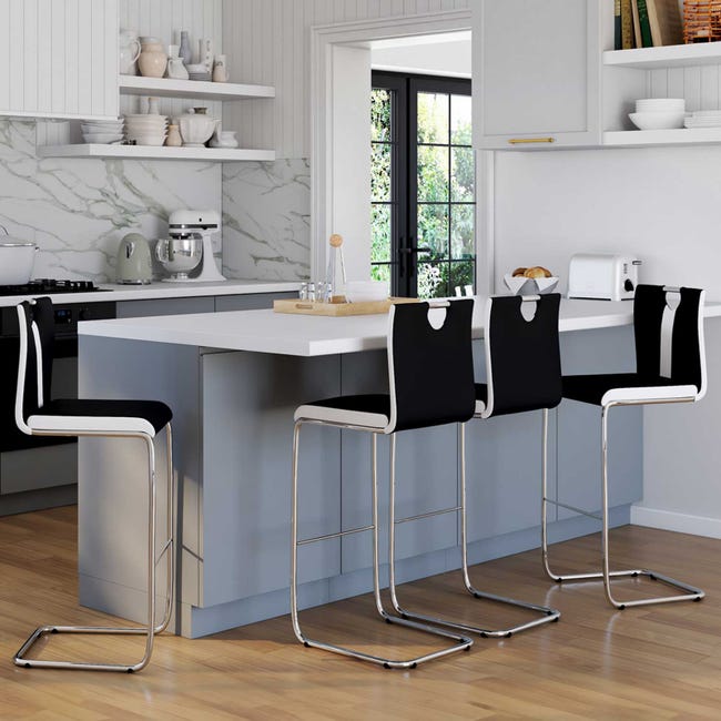 Chaises noires et blanches pied métal pour salle à manger - PIA
