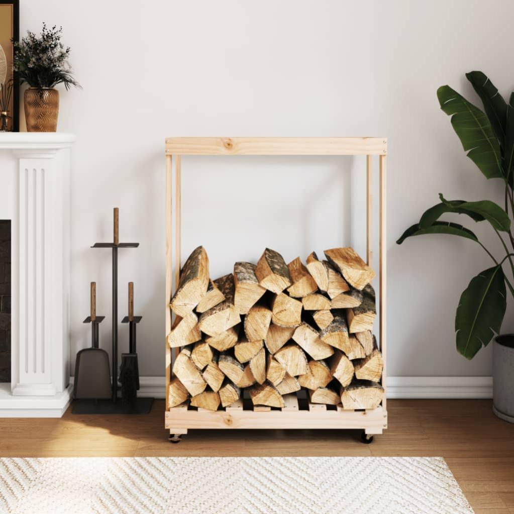 VidaXL Portalegna Con Ruote 76 5x40x108 Cm Legno Massello Di Pino vidaxl-portalegna-con-ruote-76-5x40x108-cm-legno-massello-di-pino