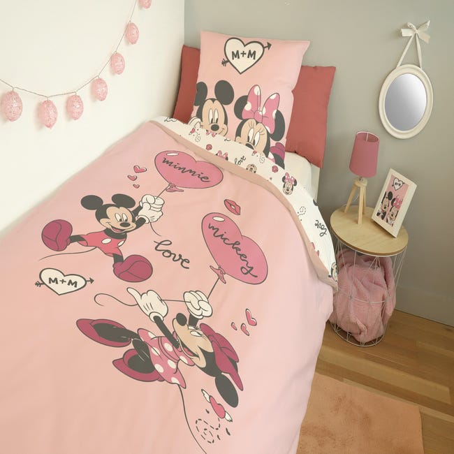 Disney - Parure de lit - 1 personne - Mickey et Minnie (140 x 200 cm)