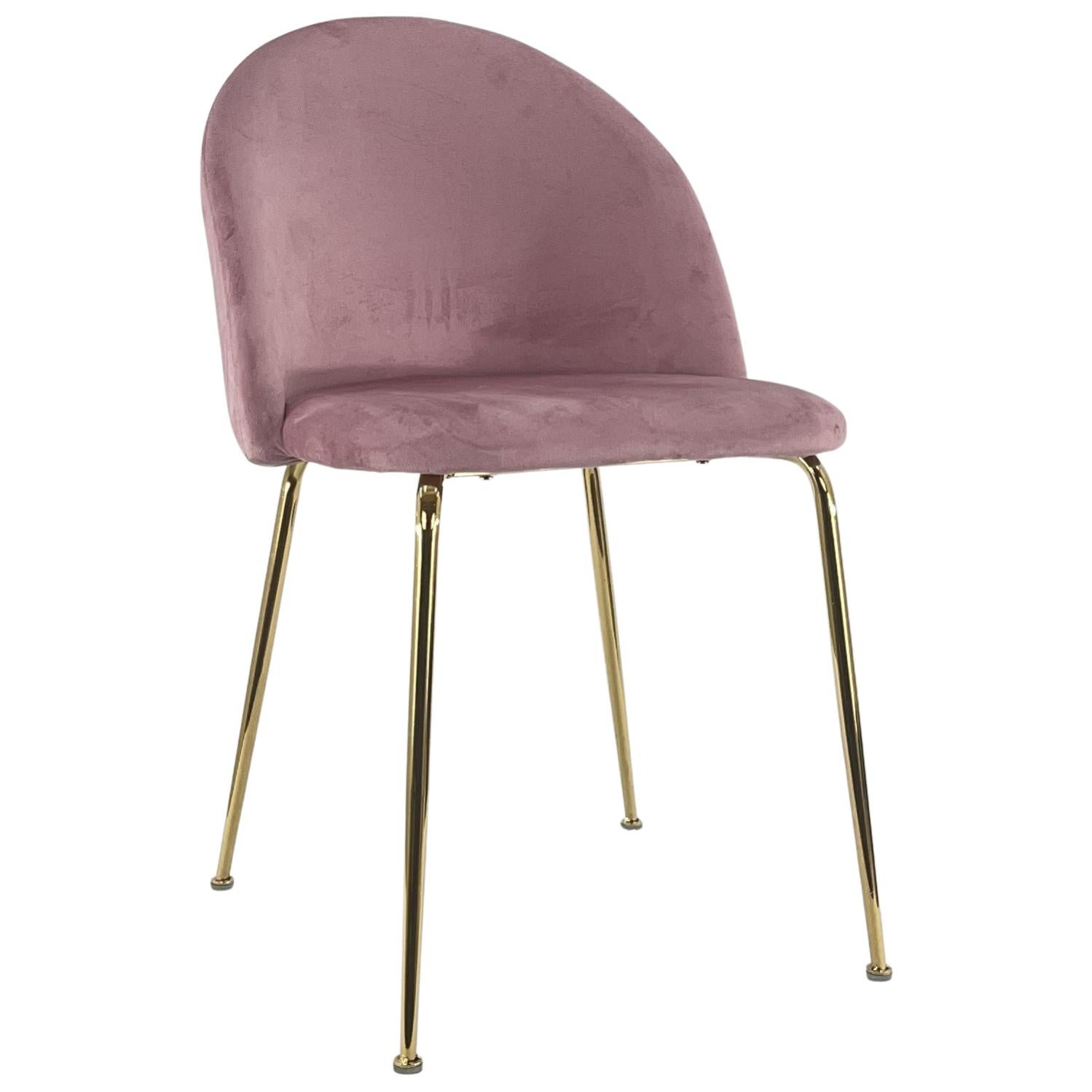 Sedia in Velluto e Oro Oslo da Sala Pranzo Con Gambe Metallo