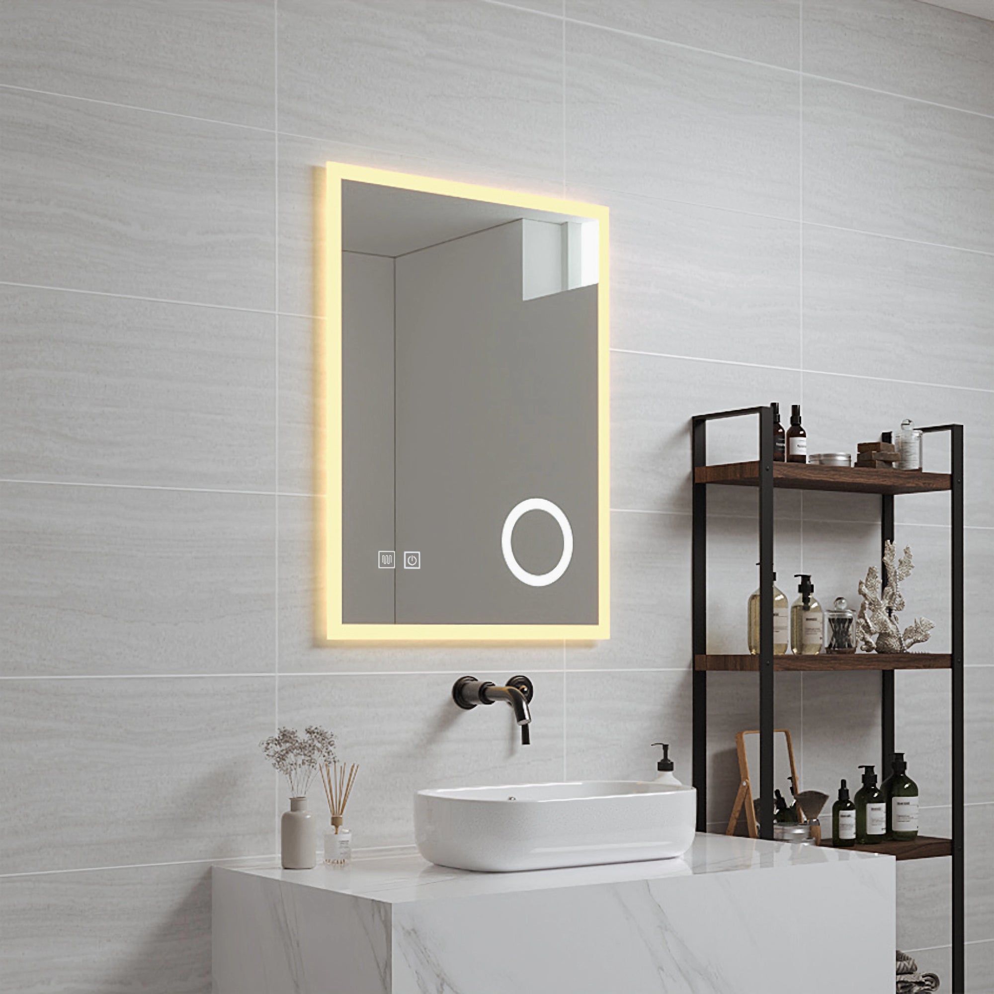 Miroir LED Racale pour salle de bain 80 x 60 cm blanc pro.tec