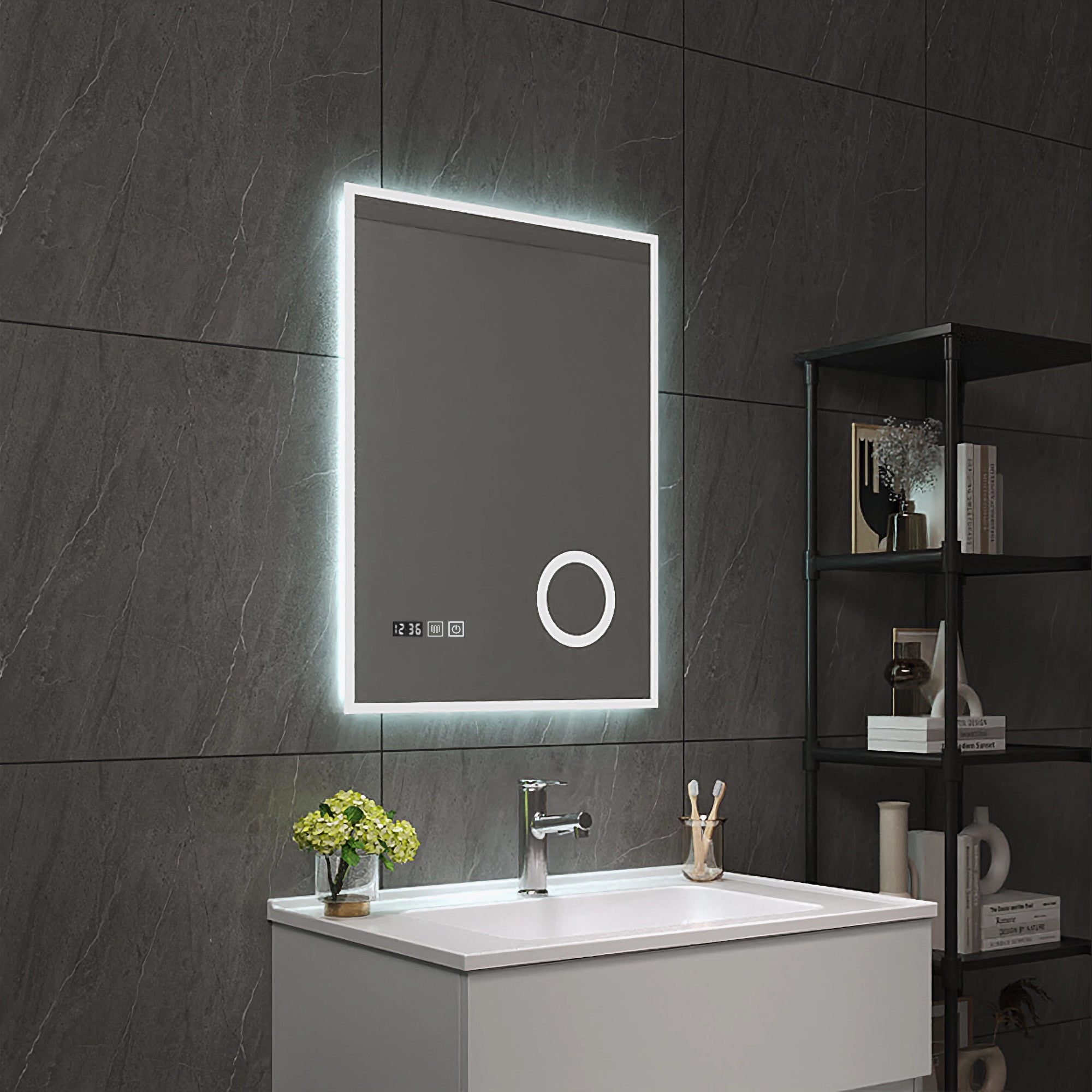 Miroir LED Lizzano pour salle de bain 70 x 50 cm blanc pro.tec
