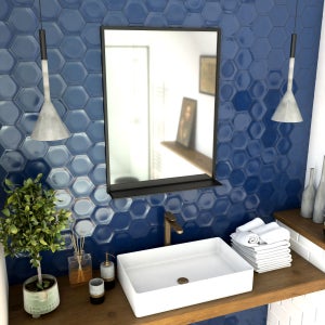 Miroir de salle de bain FALBALA contour noir mat L60 X H85 cm avec