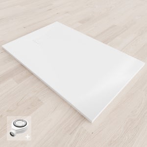 Receveur de douche Extra-plat FIDJI Résine Rectangulaire 100x80 cm Blanc -  Oskab